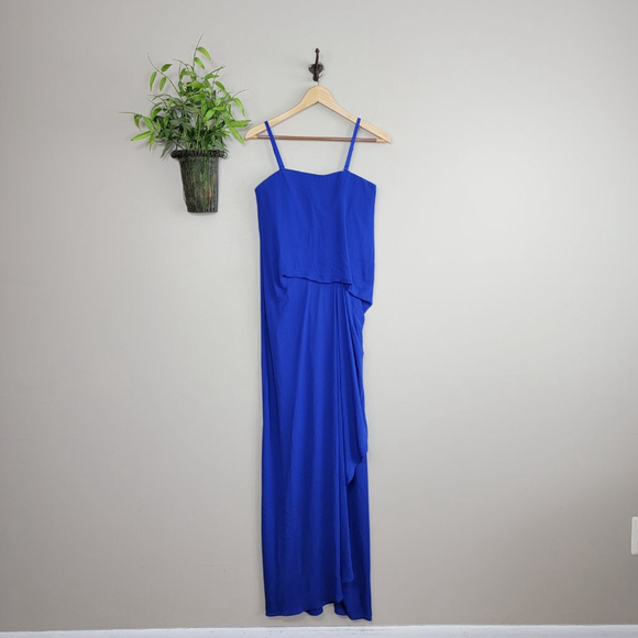 BCBGMaxAzria Grace Strapless Dress Draped Flowy Maxi Blouson Royal Blue Gown 2 - Picture 9 of 12